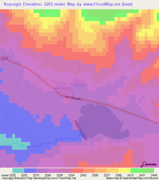 Koycegiz,Turkey Elevation Map