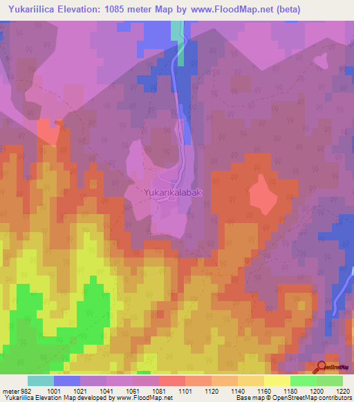 Yukariilica,Turkey Elevation Map