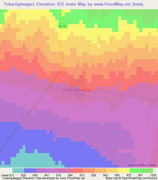 Yukariigdeagaci,Turkey Elevation Map