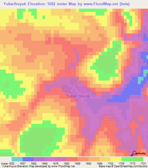 Yukarihuyuk,Turkey Elevation Map