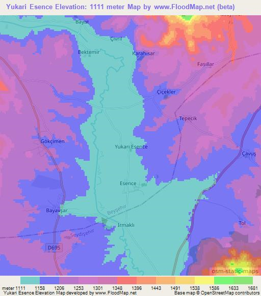 Yukari Esence,Turkey Elevation Map