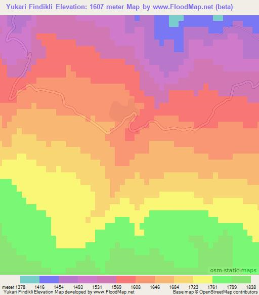 Yukari Findikli,Turkey Elevation Map