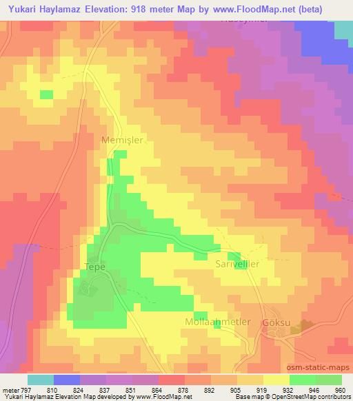 Yukari Haylamaz,Turkey Elevation Map