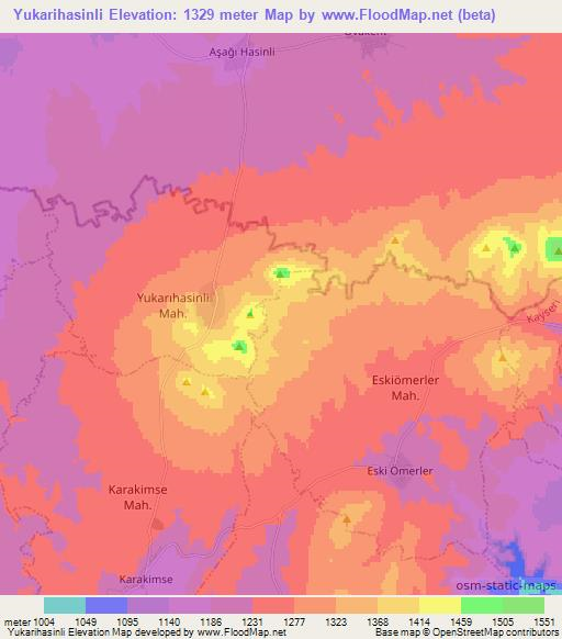 Yukarihasinli,Turkey Elevation Map