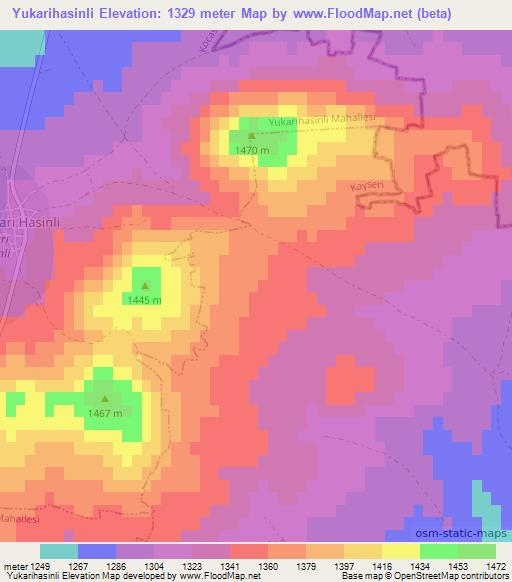 Yukarihasinli,Turkey Elevation Map