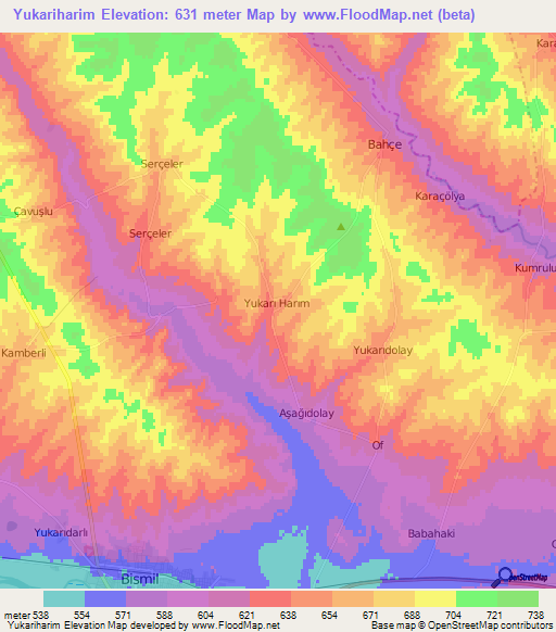 Yukariharim,Turkey Elevation Map