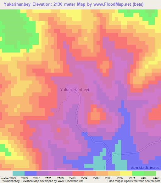 Yukarihanbey,Turkey Elevation Map