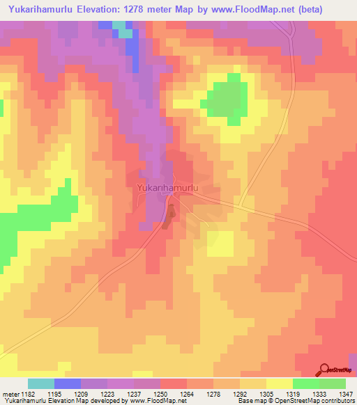 Yukarihamurlu,Turkey Elevation Map