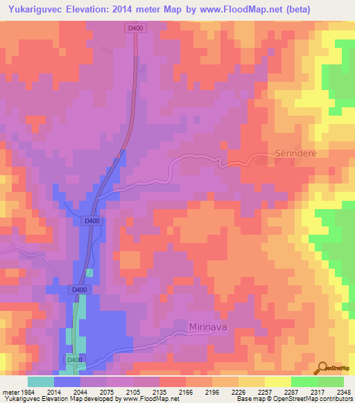 Yukariguvec,Turkey Elevation Map