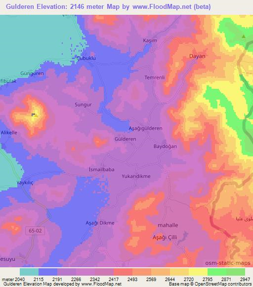 Gulderen,Turkey Elevation Map