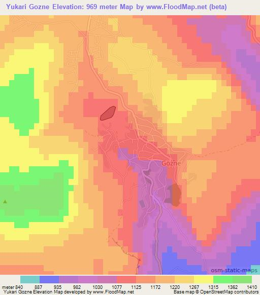 Yukari Gozne,Turkey Elevation Map