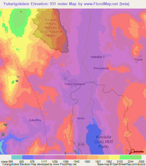 Yukarigokdere,Turkey Elevation Map