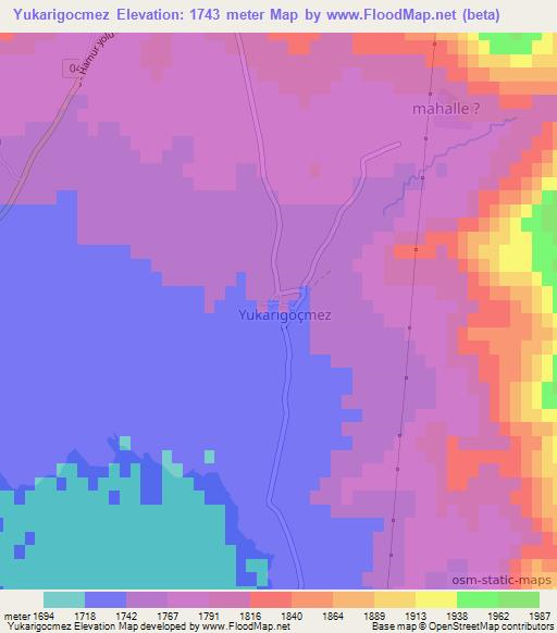 Yukarigocmez,Turkey Elevation Map