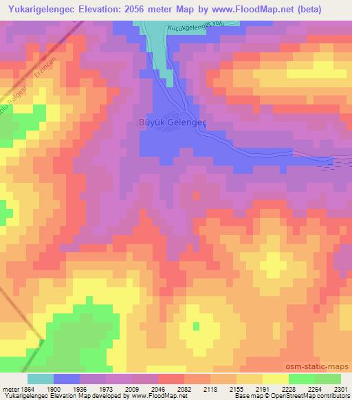 Yukarigelengec,Turkey Elevation Map