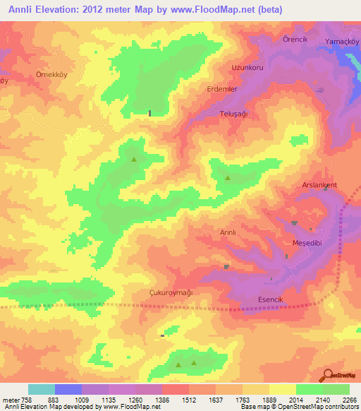 Annli,Turkey Elevation Map