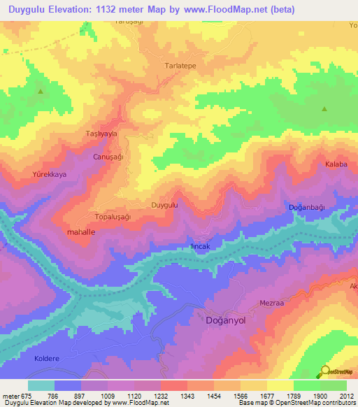 Duygulu,Turkey Elevation Map