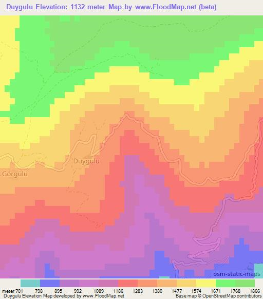 Duygulu,Turkey Elevation Map