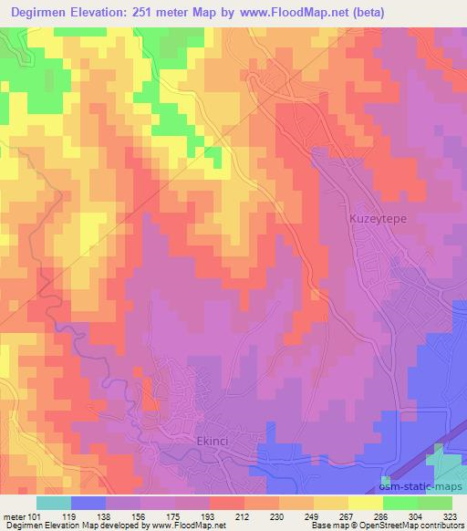 Degirmen,Turkey Elevation Map