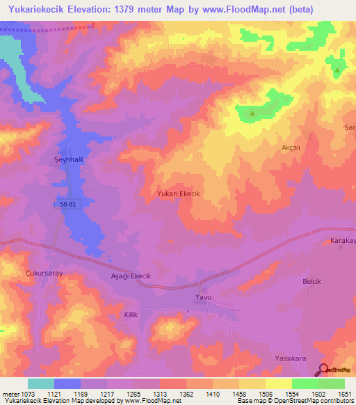 Yukariekecik,Turkey Elevation Map