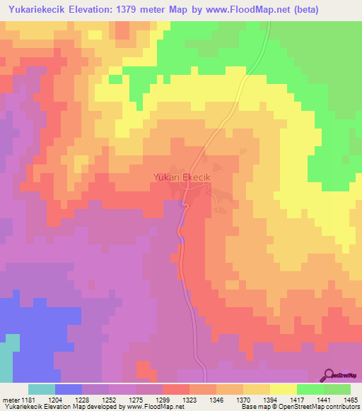 Yukariekecik,Turkey Elevation Map