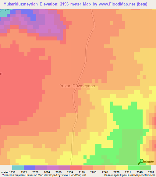 Yukariduzmeydan,Turkey Elevation Map