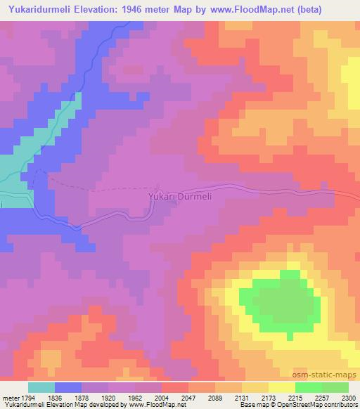 Yukaridurmeli,Turkey Elevation Map