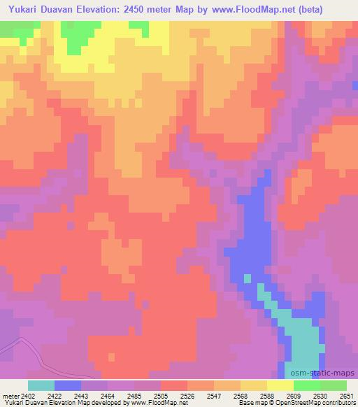 Yukari Duavan,Turkey Elevation Map