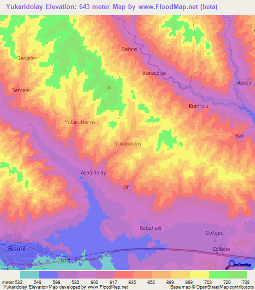 Yukaridolay,Turkey Elevation Map