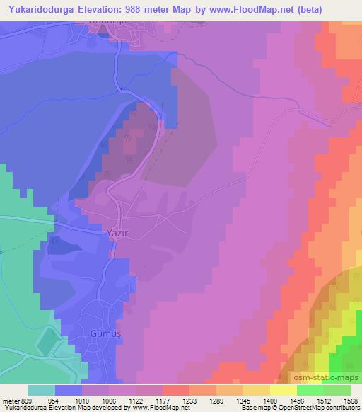 Yukaridodurga,Turkey Elevation Map