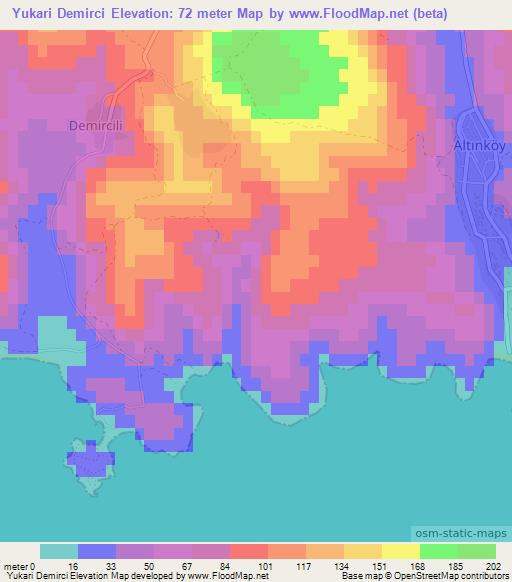 Yukari Demirci,Turkey Elevation Map