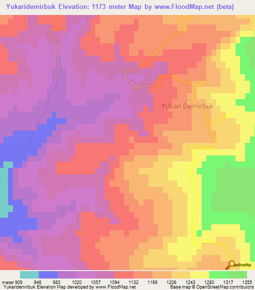 Yukaridemirbuk,Turkey Elevation Map