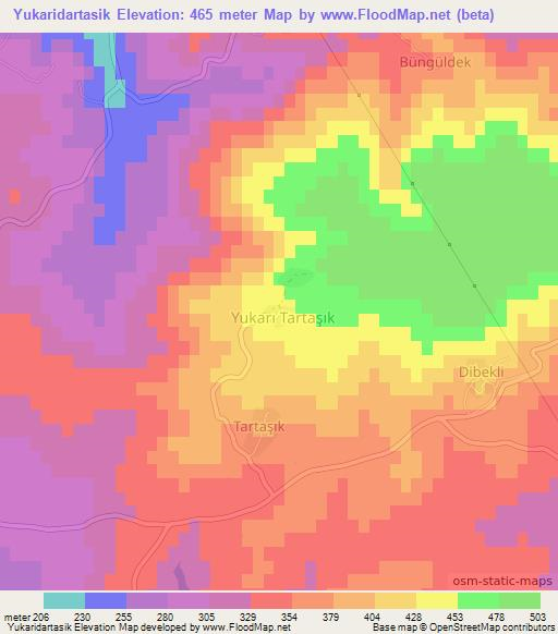 Yukaridartasik,Turkey Elevation Map