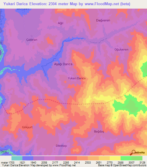 Yukari Darica,Turkey Elevation Map