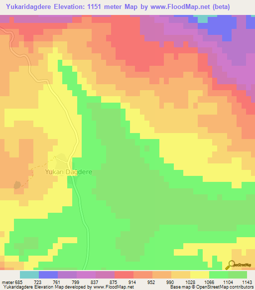 Yukaridagdere,Turkey Elevation Map