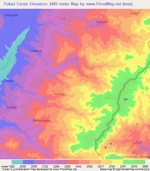 Yukari Curub,Turkey Elevation Map