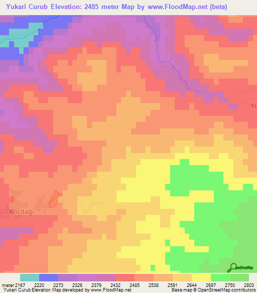 Yukari Curub,Turkey Elevation Map