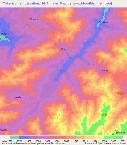 Yukariculhali,Turkey Elevation Map