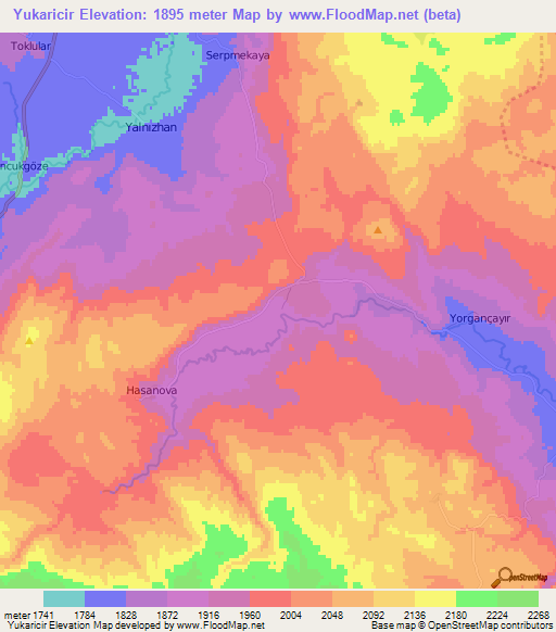 Yukaricir,Turkey Elevation Map