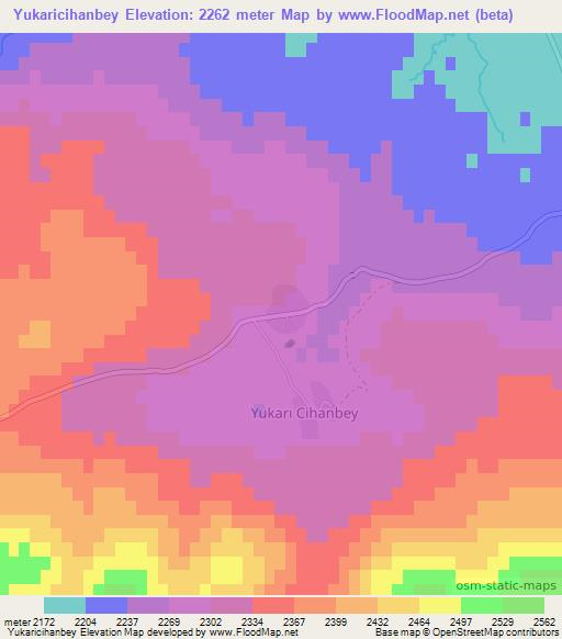 Yukaricihanbey,Turkey Elevation Map