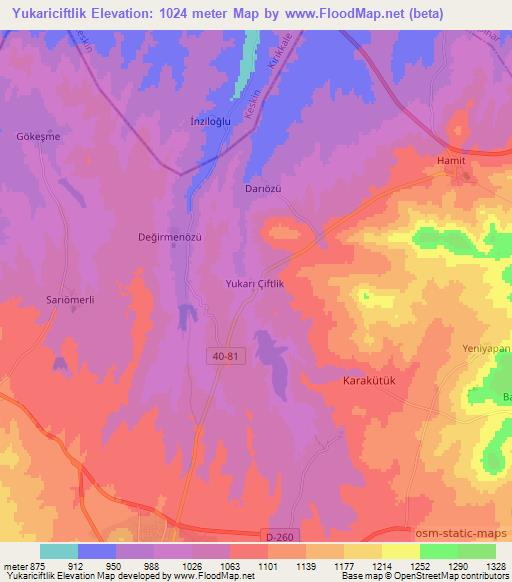 Yukariciftlik,Turkey Elevation Map