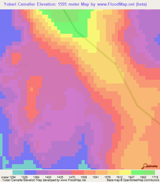 Yukari Cemaller,Turkey Elevation Map