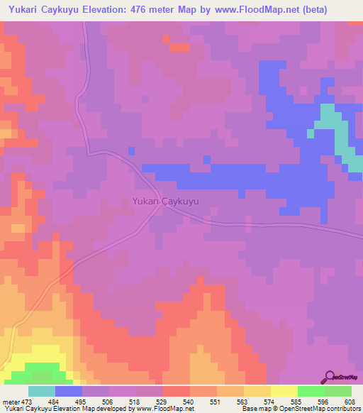 Yukari Caykuyu,Turkey Elevation Map