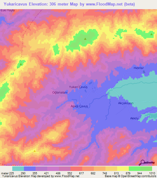 Yukaricavus,Turkey Elevation Map