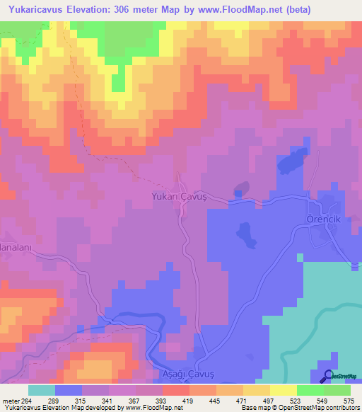 Yukaricavus,Turkey Elevation Map