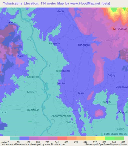 Yukaricatma,Turkey Elevation Map