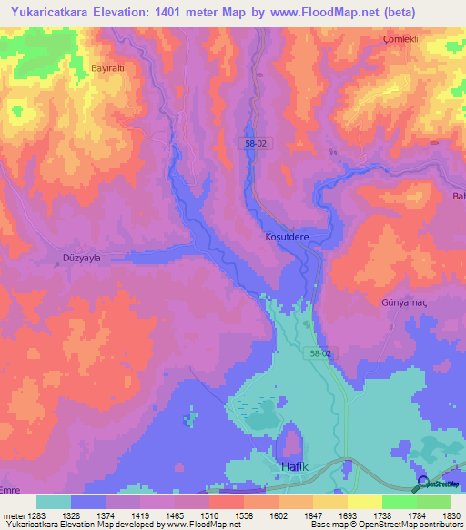 Yukaricatkara,Turkey Elevation Map