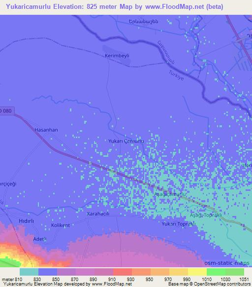 Yukaricamurlu,Turkey Elevation Map