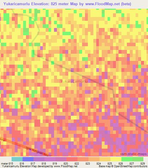 Yukaricamurlu,Turkey Elevation Map