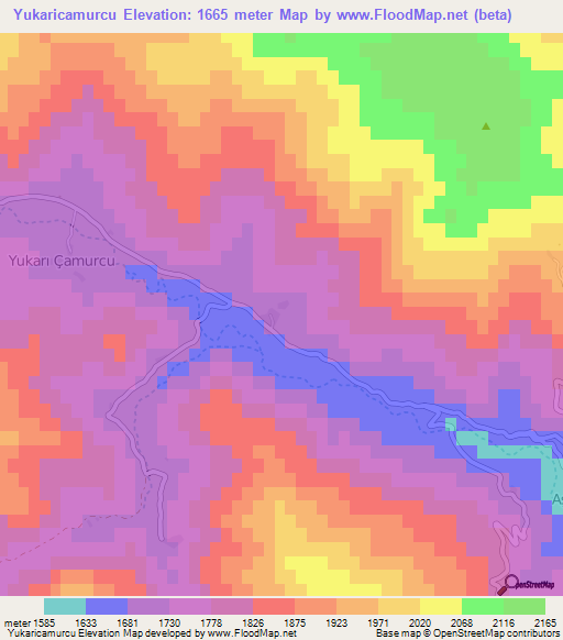 Yukaricamurcu,Turkey Elevation Map