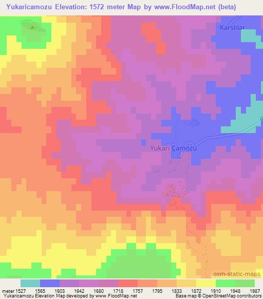 Yukaricamozu,Turkey Elevation Map